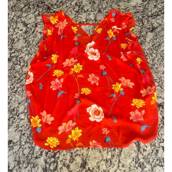 LOFT Lily bar back flutter shell top size XL floral print - Picture 7 of 10